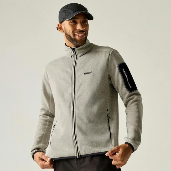 Regatta Mens Newhill Marl Full Zip Fleece Jacket - Moonbeam