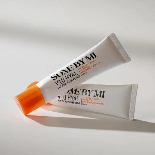 Smooth, weightless, non-sticky melting gel texture of SOME BY MI V10 Hyal Lip Sun Protector leaving a glossy satin finish on lips at Atelier De Glow UK.