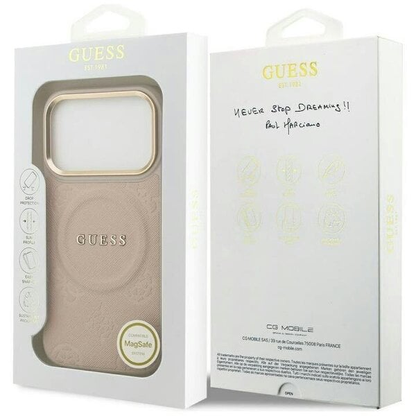 Guess Peony Hot Stamp Case with MagSafe for iPhone 17 Pro 6.3" Pink - GUHMP17LPSAMSECP