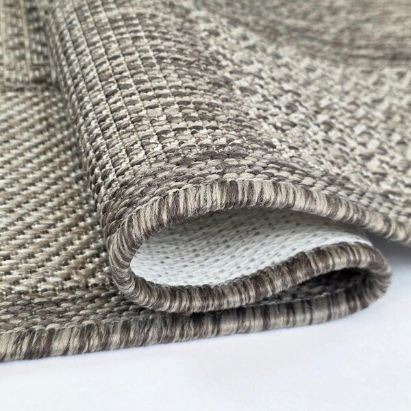 Viva Rugs Taupe Brown Check Runner Rug Non-Slip Flat Weave Kitchen Hallway Carpet