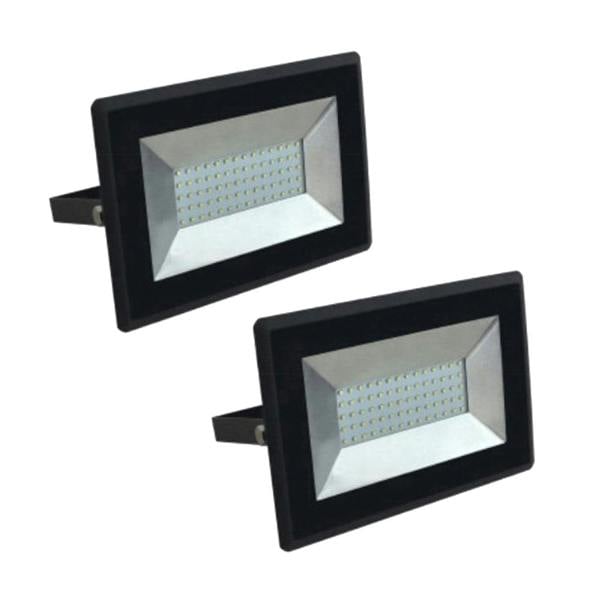ENER-J 50W Slim LED Floodlight 6000K, 2 Years Warranty, Slim and Sleek Design (Pack of 2)