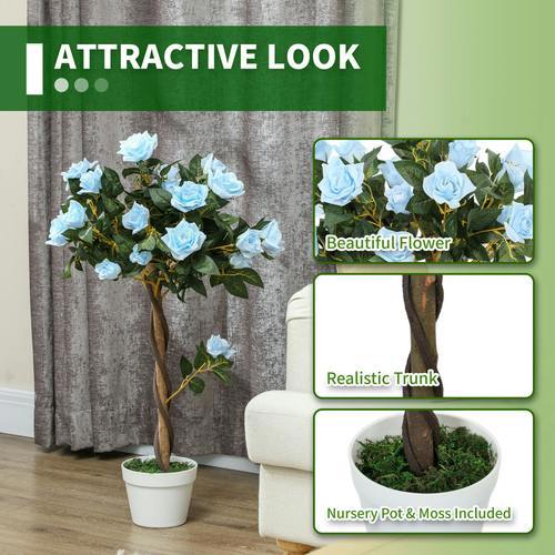 Dyzi 2pcs 90cm Artificial Rose potted Faux Tree Plant Garden Patio Décor