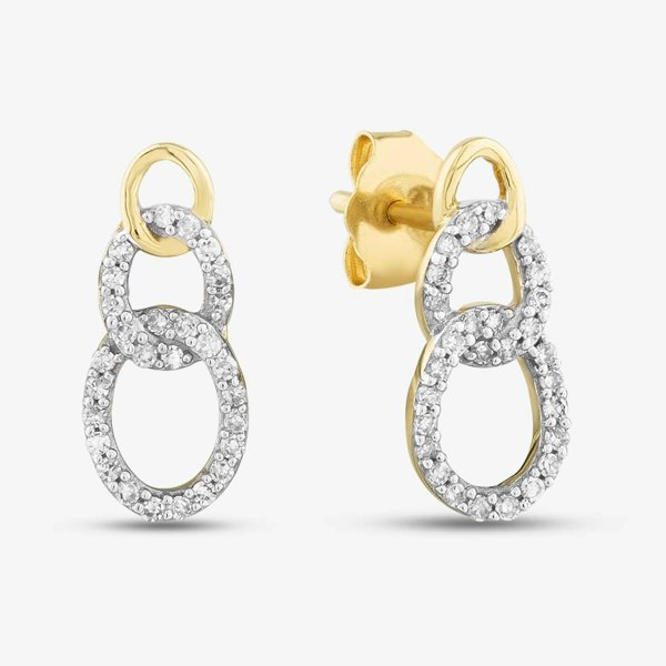 T. H. Baker 9ct Yellow Gold 0.15ct Brilliant Cut Diamond Open Circle Stud Earrings THE31107-15 (YG)