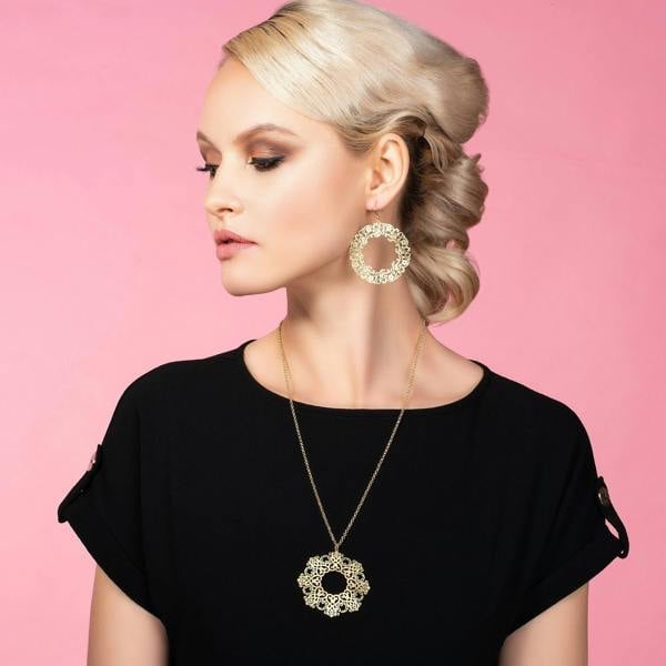 Large Gold Flower Earrings with a Brushed Finish - namana.london