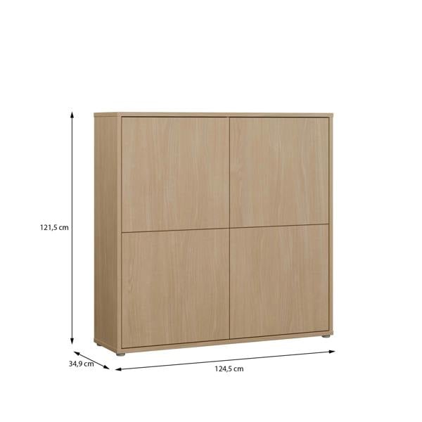 Furniture To Go Alice Springs 4 Door Large Storage Cabinet with Push-to-Open Doors in Elegancia Oak