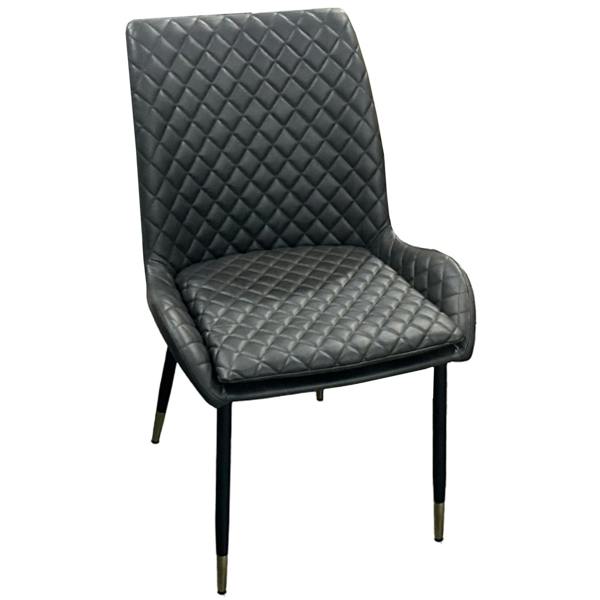 IH Design Grey PU Leather Steel Legs Dining Chairs (Set of 2)
