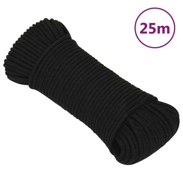 Berkfield Work Rope Black 5 mm 25 m Polyester
