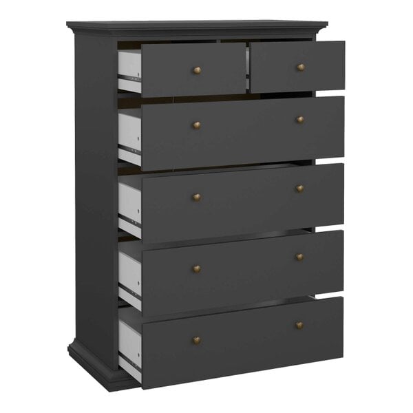 Wyld Haus Osaka Farmhouse Dark Grey Wooden Chest 6 Drawers
