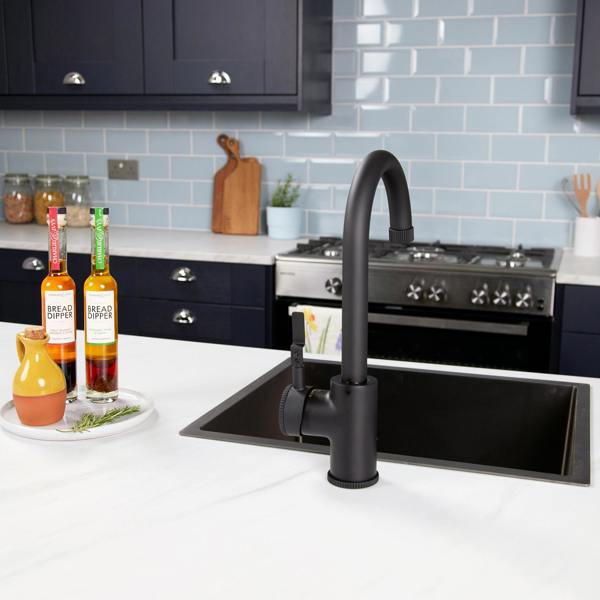 Flode kraft Solo | Industrial Style Single Lever 3 in 1 Instant Boiling Tap | Matt Black Finish