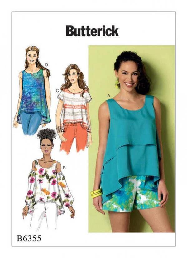Butterick Sewing Pattern 6355, Tops for Women, 4-6-8-10-12-14 - Easy