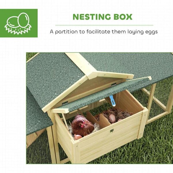 Large Chicken Coop, Wooden Outdoor Chicken Cage Poultry Hen House with Nesting Box