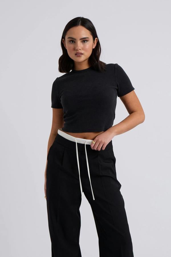 Urban Bliss Black Double Waistband Wide Leg Trouser