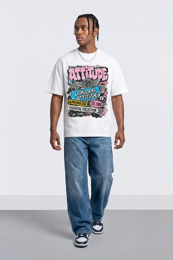 London Attitude Retro Graphic Oversized Heavyweight Streetwear T-Shirt