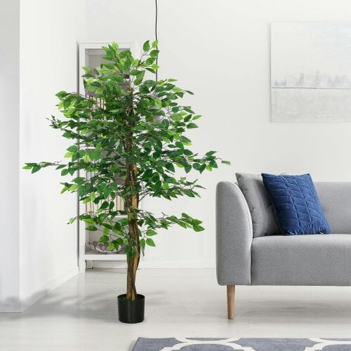 Wyld Haus Larane Artificial Ficus Style Tree With Stabilised Pot Base In Green