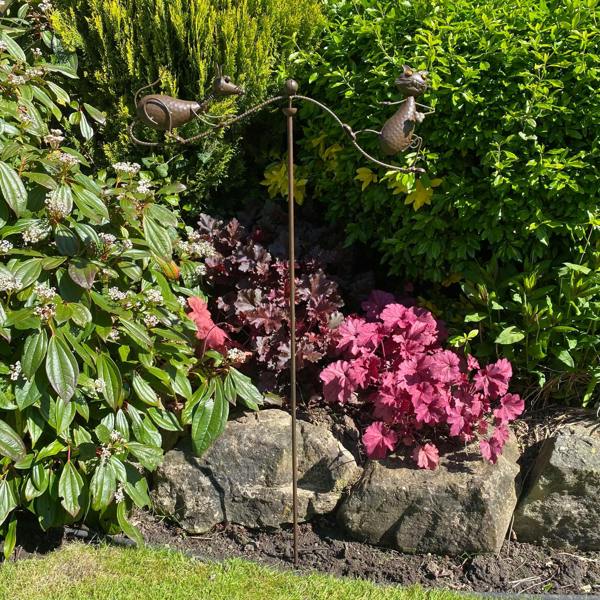 54" METAL BALANCE CAT WITH MOUSE STAKE