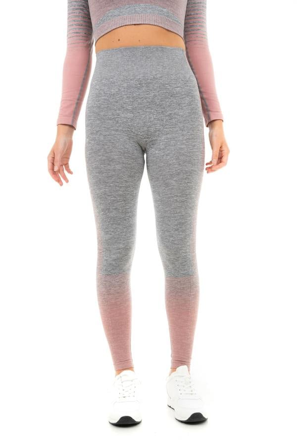 Smart Living Women's Gradient Stripe Leggings - Grey Marl/ Pink