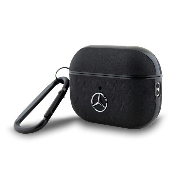 Mercedes Benz Geometry Star Pattern Leather Case for AirPods Pro 2 Black - MEAP28REMPK
