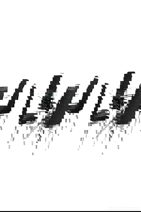 Living and Home 70cmD Stylish Tempered Glass Coffee Table Rectangular Dining Table with Chrome Cross Legs