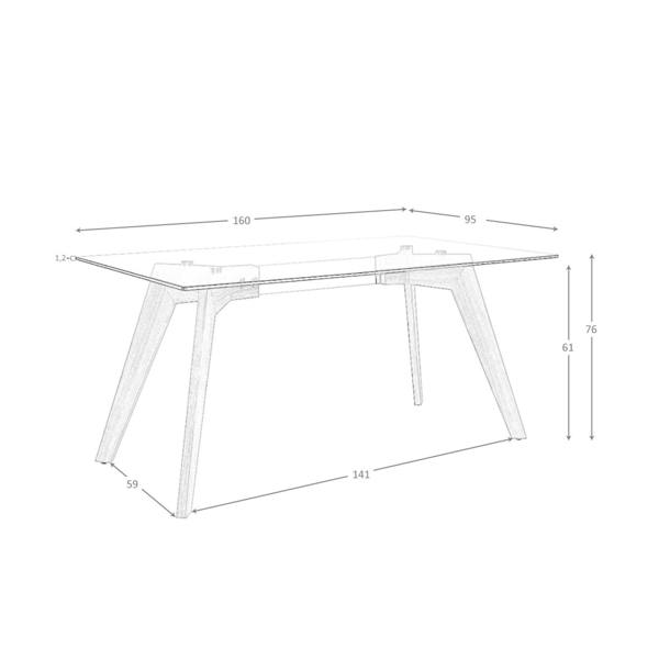 Angel Cerdá Rectangular tempered glass and walnut dining table 1031