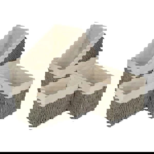 White Cotton Paper Rope Storage Basket with White Cotton Lining