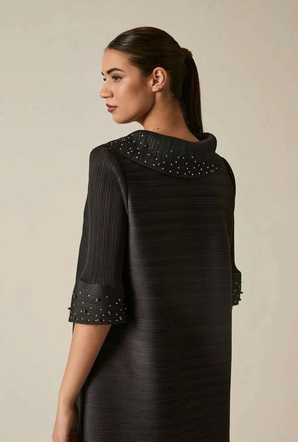 James Lakeland Charcoal Embellished Pleat Dress