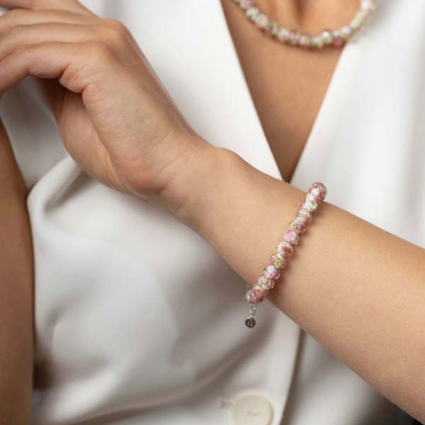 Gold Trip Summer Rose Glass Beaded Bracelet