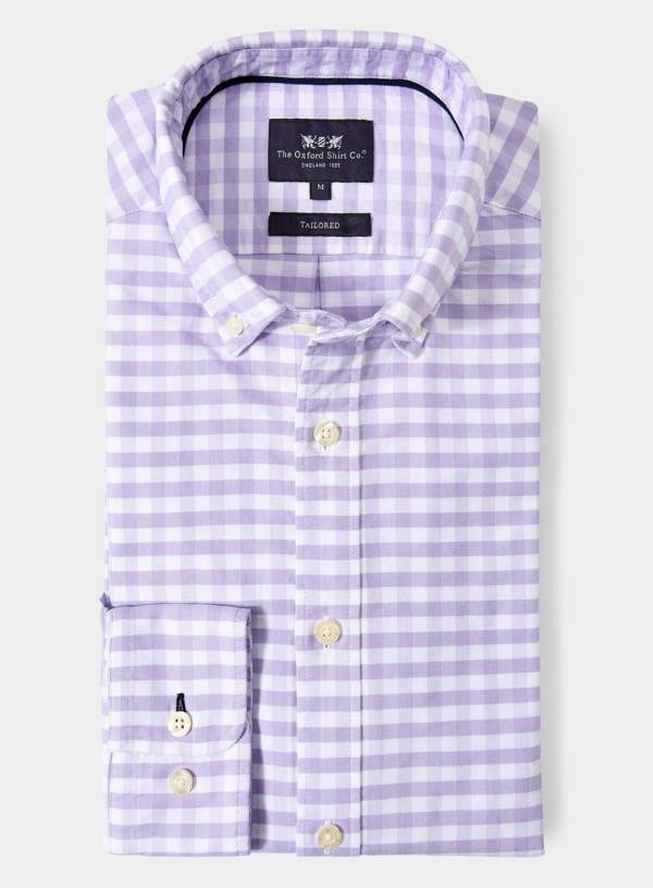 The Oxford Shirt Company Button Down Oxford Shirt - Purple Check