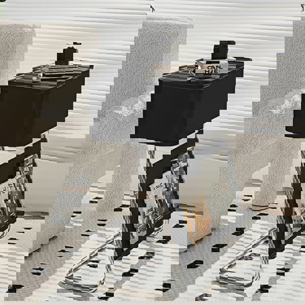 Nikolas Side Table With Storage, Black-Weilai Concept-Weilai Concept