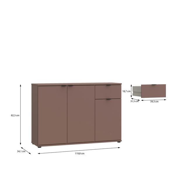 Furniture To Go Ganymede Wide 3 Door Cupboard with Drawer in Terracotta