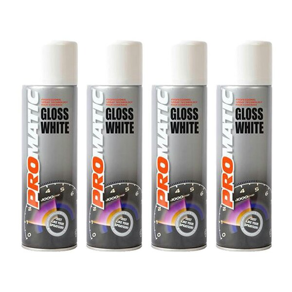 Promatic 4X Promatic Gloss White Spray Paint 500ml