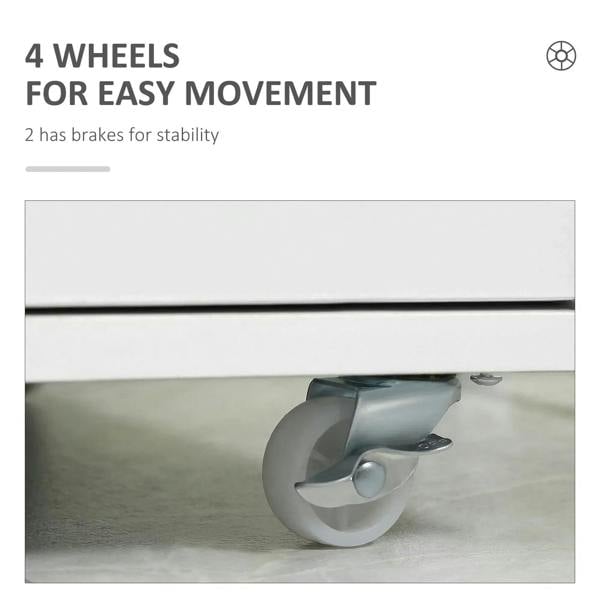 White filing cabinet caster wheel with brake mechanism
