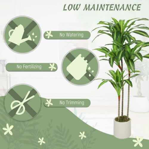 Wyld Haus Mivi Artificial Dracaena Style Tree With Flexible Trunks 120cm Green