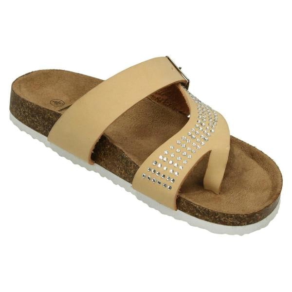 Down to Earth Ladies Down To Earth Diamante Toe Loop Sandals
