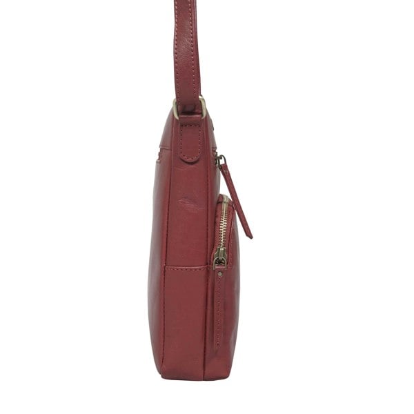 Assots London 'AGATHA' Chillipepper Red Vintage Polished VT Real Leather Crossbody Bag