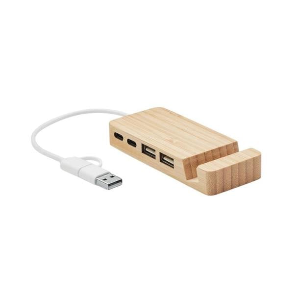 MidOcean Hubstand Bamboo USB Hub - Wood - 