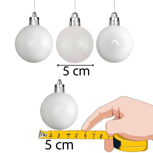 Shatchi 5cm White PVC Christmas Baubles, Pack Size Options for Festive Tree and Seasonal Displays