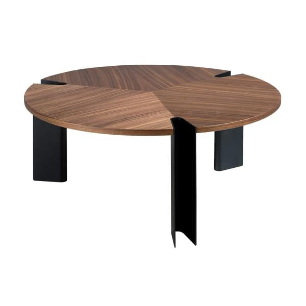 Angel Cerdá Round Coffee Table Walnut and Black Steel 2113