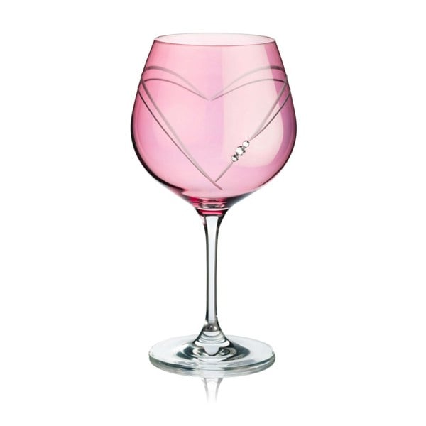 Diamante Pink Hearts Gin Glass Adorned with Swarovski Crystals - Single Glass