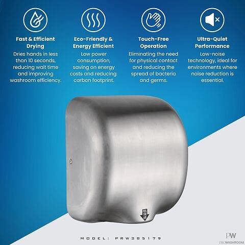 ProWashroom Pro Washroom Bathroom Hand Dryer 1300w Stainless