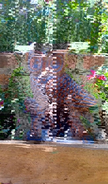 Inspirational Gifting Small Owl on Oak Branch Ornament Sculpture