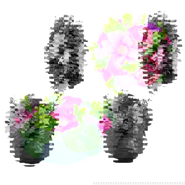 Memorials Direct Premium Artificial Grave Flowers – 24cm Burgundy Dahlia With Camellia | Weighted Pot