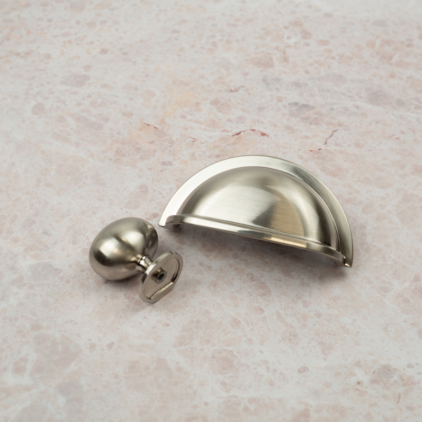 Handle & Home Brushed Nickel Classic Style Cup Handle and Coordinating Knob