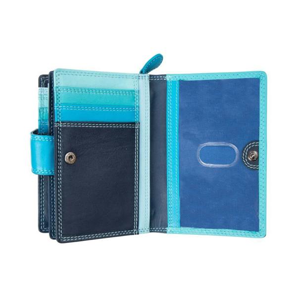 Blue  wallet with open design on a white background