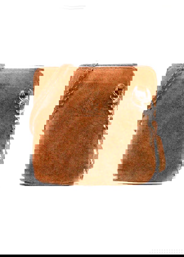 Kitise Small Genuine Italian Suede Leather Zip Around Crossbody Bag