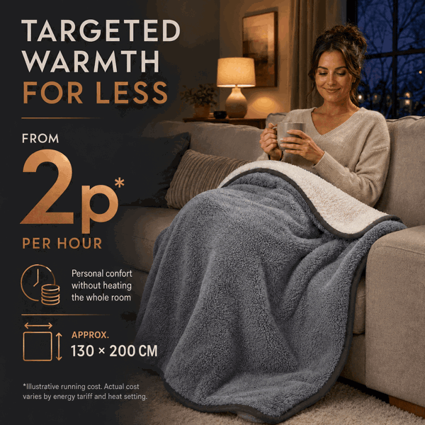 Sweet Dreams Heated Throw Electric Fleece, 9 Heat and 9 Timer Auto Shut Off - Digital Control - Machine Washable