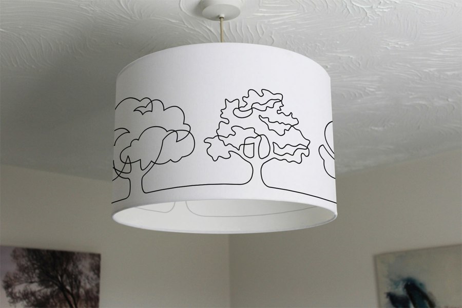 Benjamin Tate Design line drawing of trees (Ceiling & Lamp Shade)