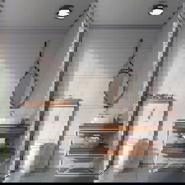 Milagro Gea Black LED Ceiling Lamp A Stylish Contemporary 39CM 36W Light With Remote Control And Low Energy Light Source