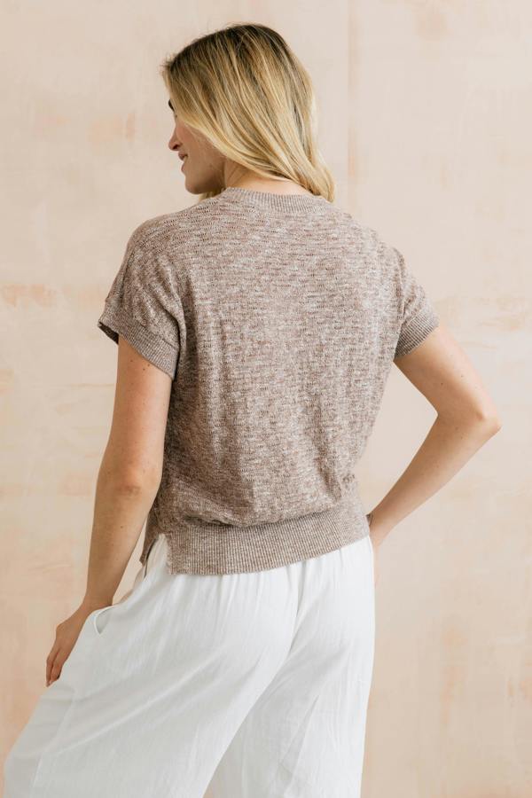 Lily & Me Lola Pointelle Knit Top Mocha