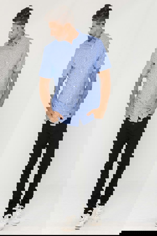 ENORSIA Printed Short Sleeve Shirt with Polka Dots and Comfortable Fit