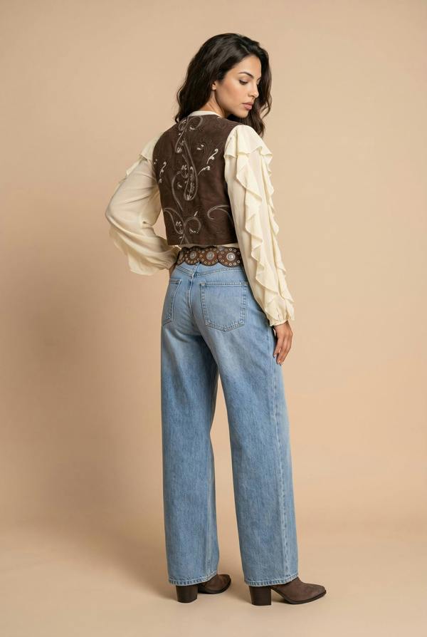 Urban Bliss Embroiderd Faux Suede Waistcoat